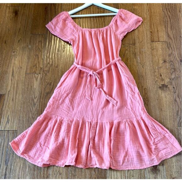 Time and Tru coral cotton gauze tie waist midi dress small - Picture 12 of 12